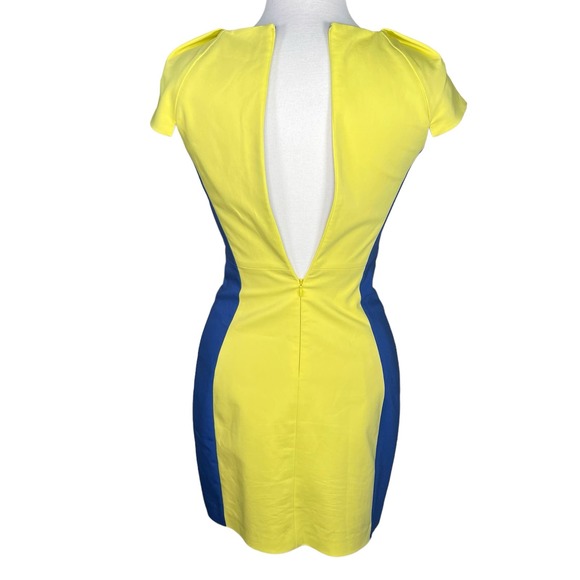 Belle Badgley Mischka Chartreuse & Blue Sheath Dress Size 2 - Picture 5 of 10